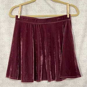 Frenchi Burgundy Velour Stretchy Mini Skirt (Medium)